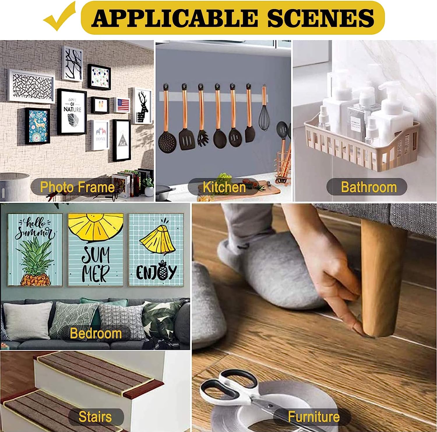 Double Sided Tape Heavy Duty,1.2" x 120", Removable Nano Adhesive Mounting Tape for Walls, Reusable Tough Adhesive Strips Sticky Tape, Transparent Poster Tape Wall Tape for Picture Carpet Decoration - Image 5